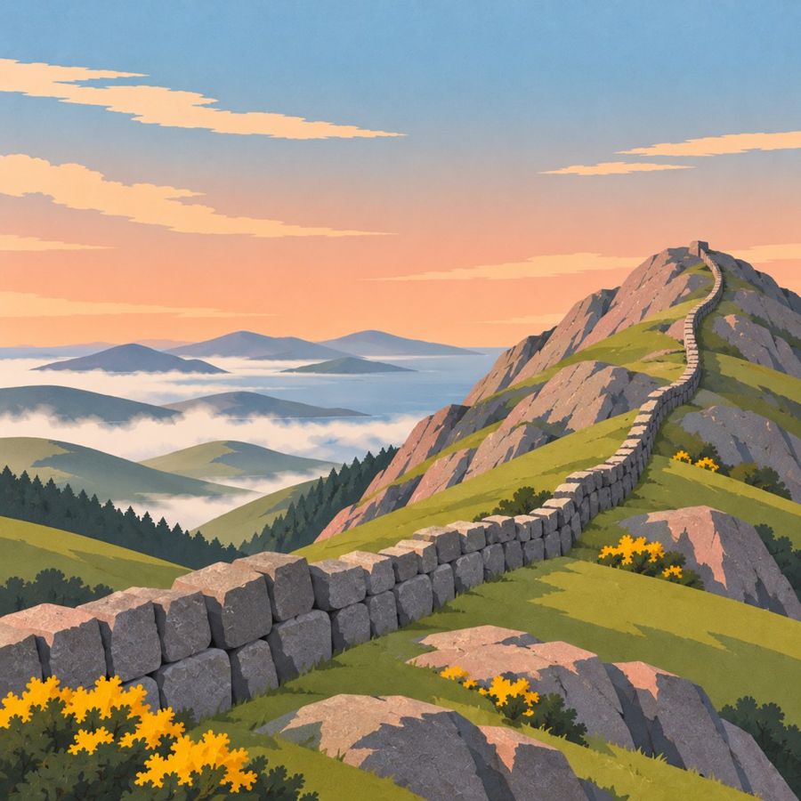 Illustrated Mourne Way mountains